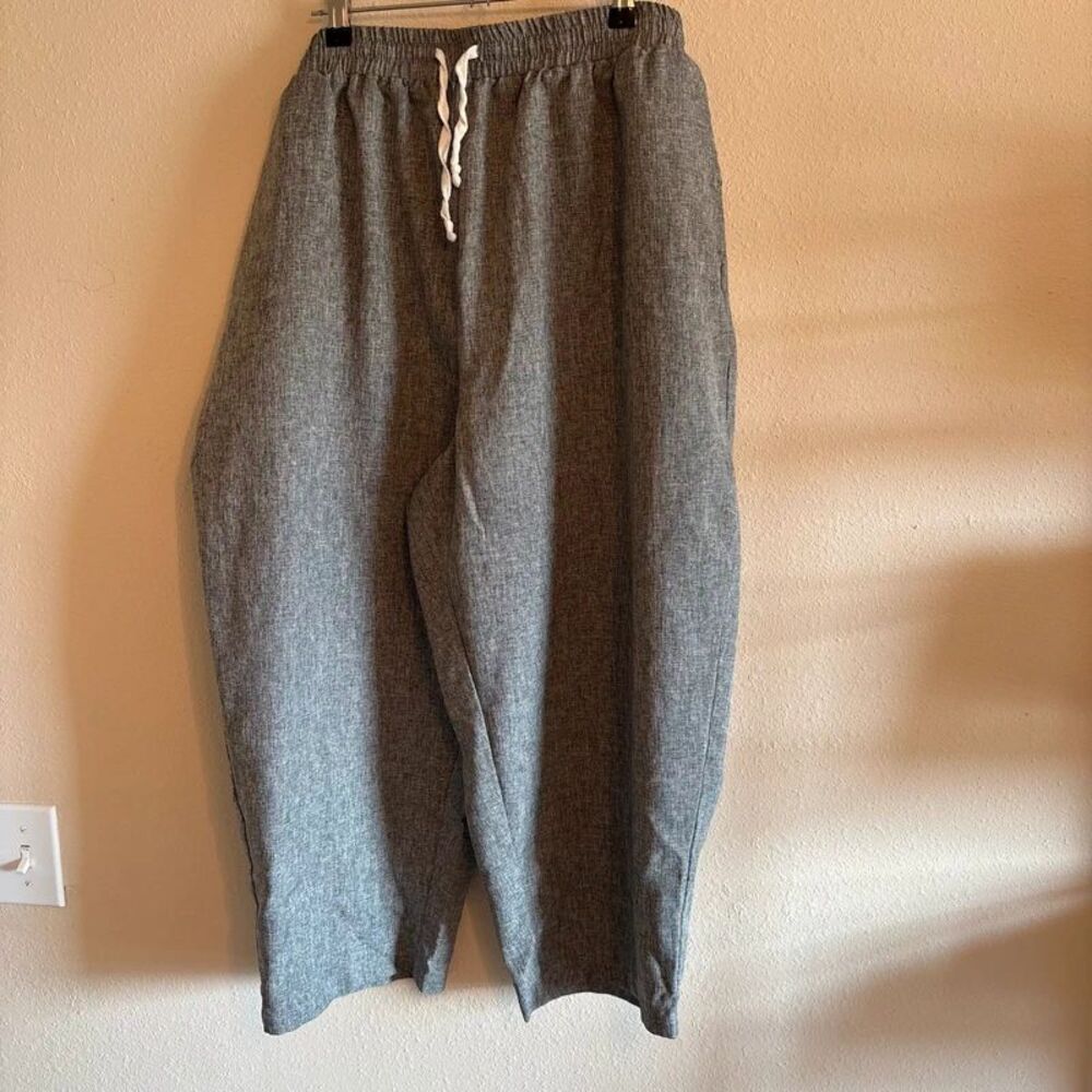 Emery Rose Women's 3XL Gray Wide Leg Pants Elastic Waist Drawstring